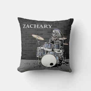 Almofada Engraçado Drummer Bear Personalizado Nome Musical