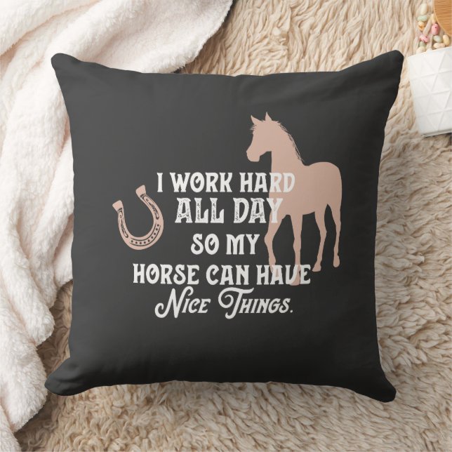 Almofada Engraçado Equestre "Eu trabalho duro o dia todo" (Cobertor)
