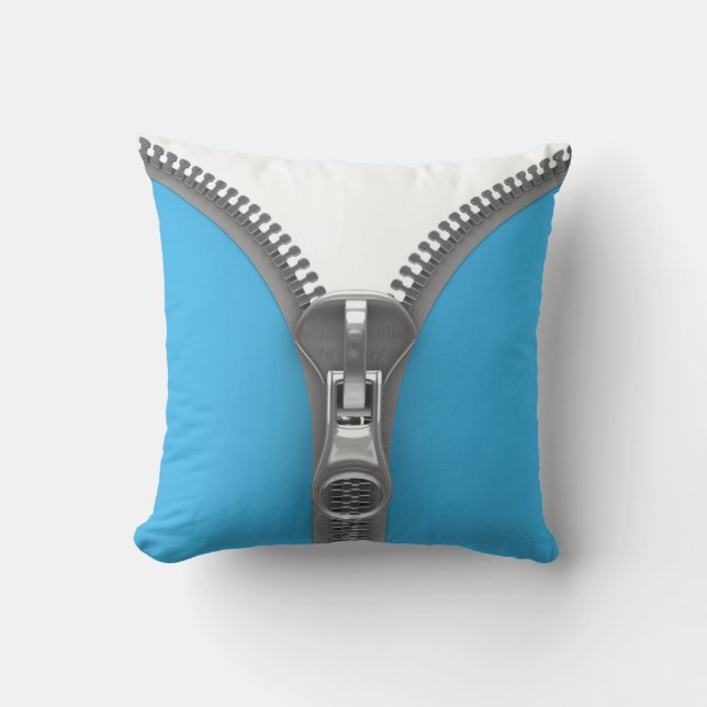 Almofada Engraçado Estranho Realista Zipper Azul (Frente)