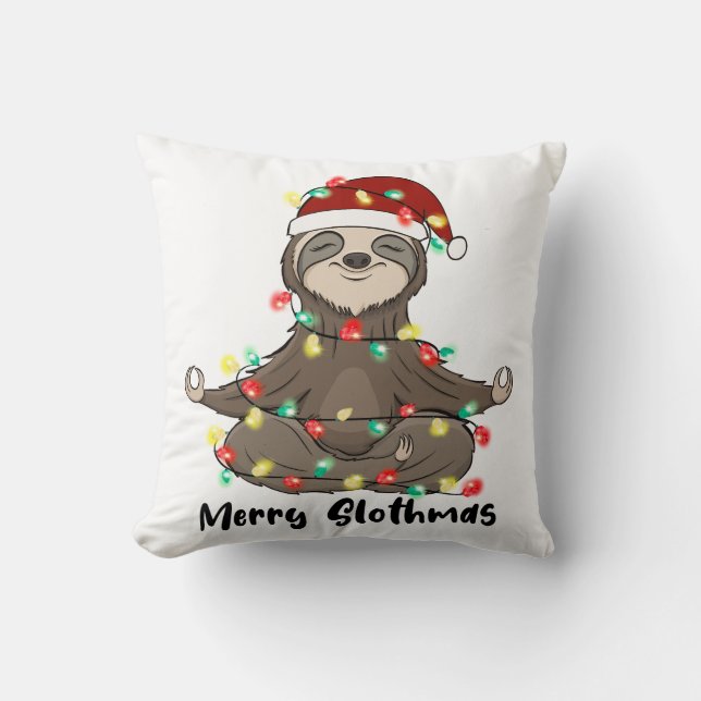 Almofada Engraçado Feliz Slothmas Sloth (Frente)