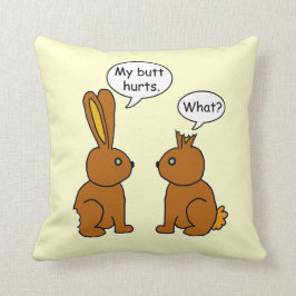 Almofada Engraçado Meu Bumbum Machuca Bunnies Brown