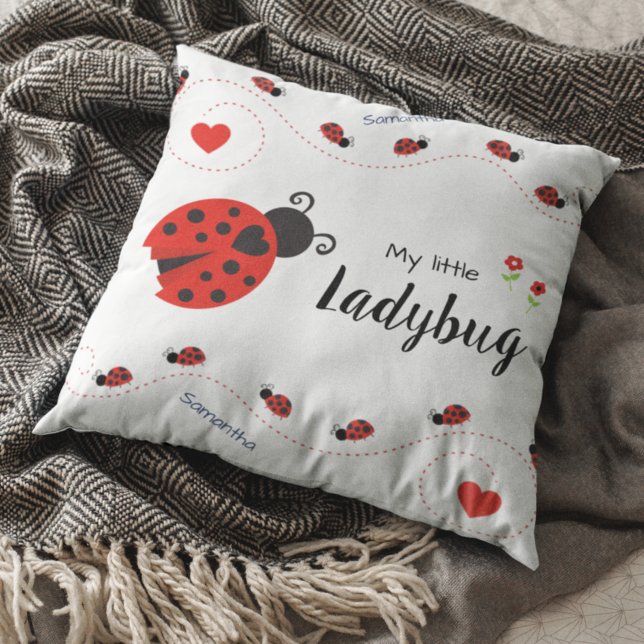Almofada Engraçado Meu Pequeno Ladybug Vermelho e Preto com (Criador carregado)