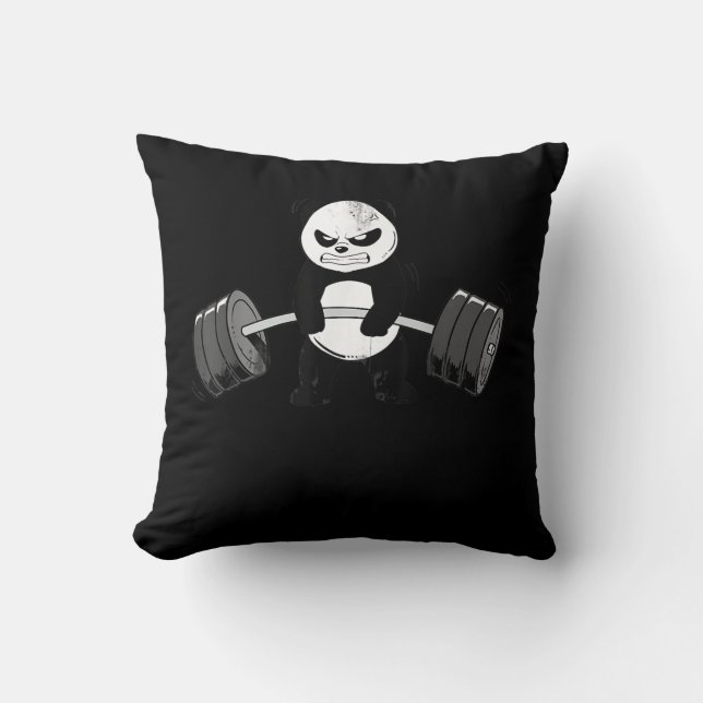 Almofada Engraçado Panda Workout Kitten Gym Deadlifpower (Frente)