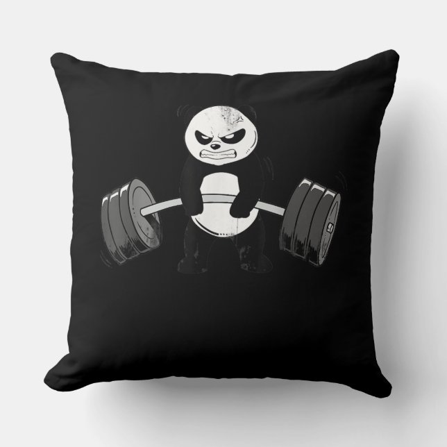 Almofada Engraçado Panda Workout Kitten Gym Deadlifpower (Frente)