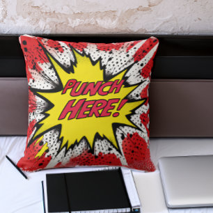 Almofada Engraçado Pop Art "Punch Here"