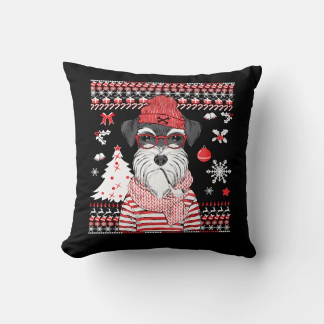 Almofada Engraçado Schnauzer Dog Natal Gift (Frente)
