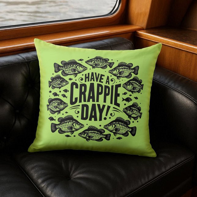 Almofada Engraçado Ter um dia de café da manhã pescando (Funny Have a Crappie Day Throw Pillow Cover Photo)