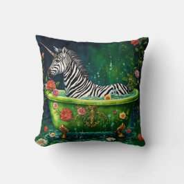 Almofada Engraçado Unicórnio Zebra em uma Banheira