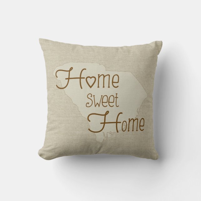 Almofada Então Carolina - Home Sweet Home Burlap look w/nam (Frente)