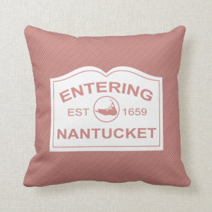 Almofada Entrando na Ilha Nantucket, Est 1659 com Mapa