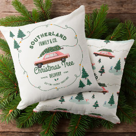 Almofada Entrega de Árvore de Natal de Carro vintage Rosa d