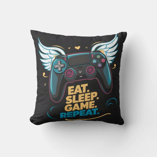 Almofada Epic Gaming Gear. Coma. Durma. Jogo. Repita. Winge (Frente)