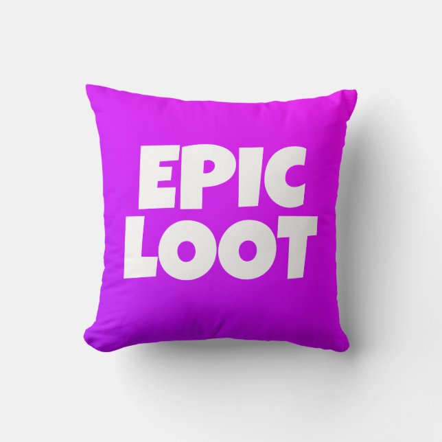 Almofada Epic Loot Gamer Kids Neon Purple Text Slogan (Frente)
