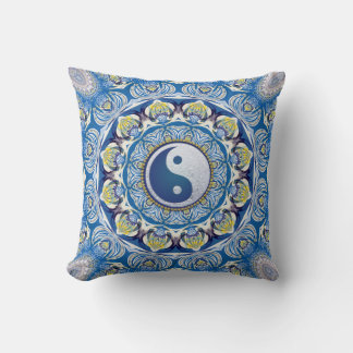 Almofada Equilíbrio Yin Yang Vida Azul Amarelo Mandala
