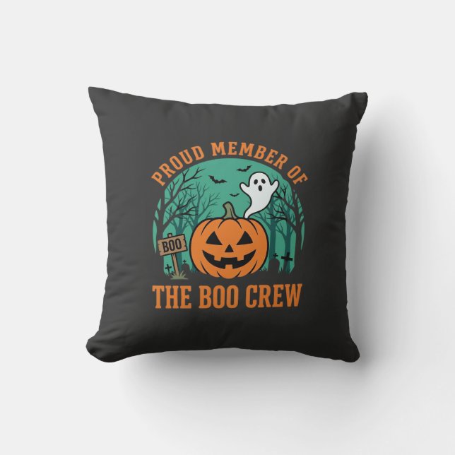 Almofada Equipe Boo Design de Abóbora de Fantasma de Hallow (Frente)