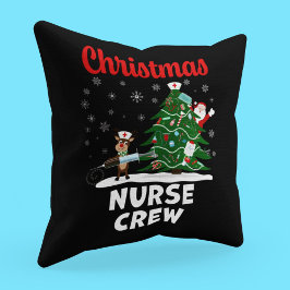 Almofada Equipe de Enfermeiros de Natal com Papai Noel e Re
