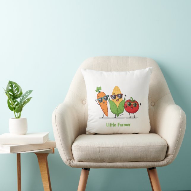 Almofada Equipe de Legumes Legais - Cenoura Engraçada e Ami (Cadeira)