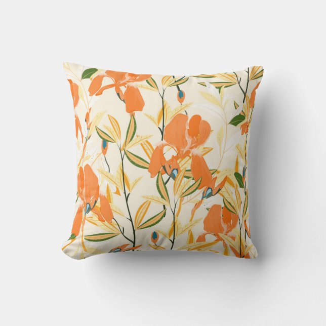 Almofada Erris de laranja: padrão floral uniforme (Frente)