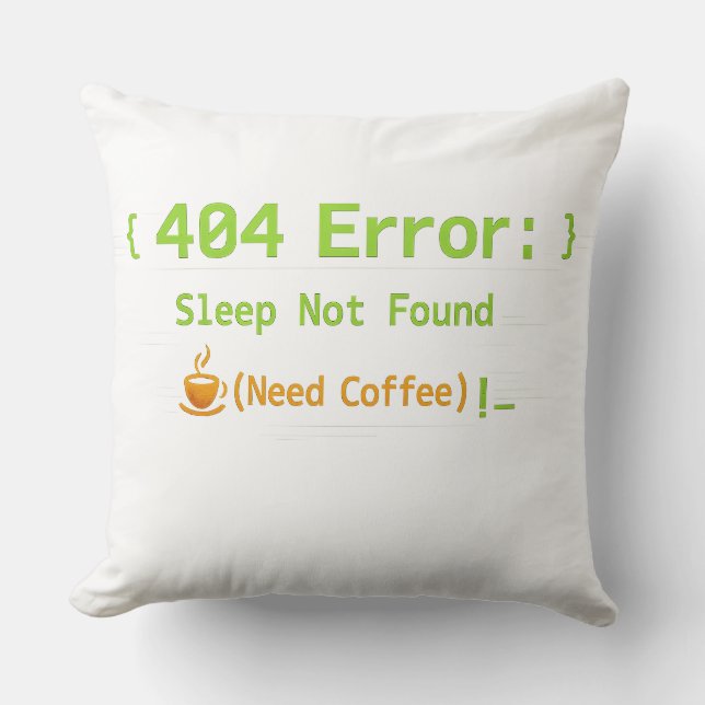 Almofada Erro 404: Sono Não Encontrado (Precisa de Café) - (Frente)