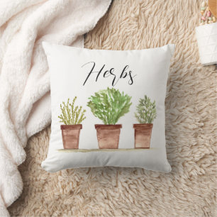 Almofada Ervas flores aquarela verde Botânica Vintage T
