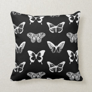Almofada Esboço, branco e preto da borboleta