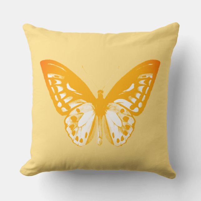 Almofada Esboço da borboleta, laranja de coral (Frente)