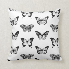 Almofada Esboço da borboleta, preto e branco