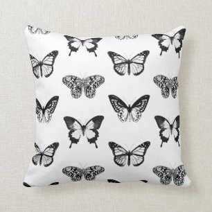 Almofada Esboço da borboleta, preto e branco