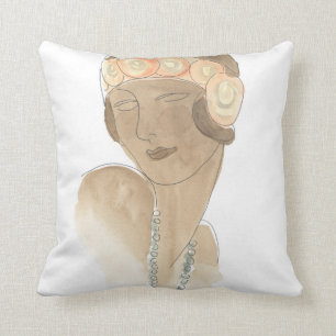 Almofada Esboço da Moda da Flapper - Mulher com peça de c