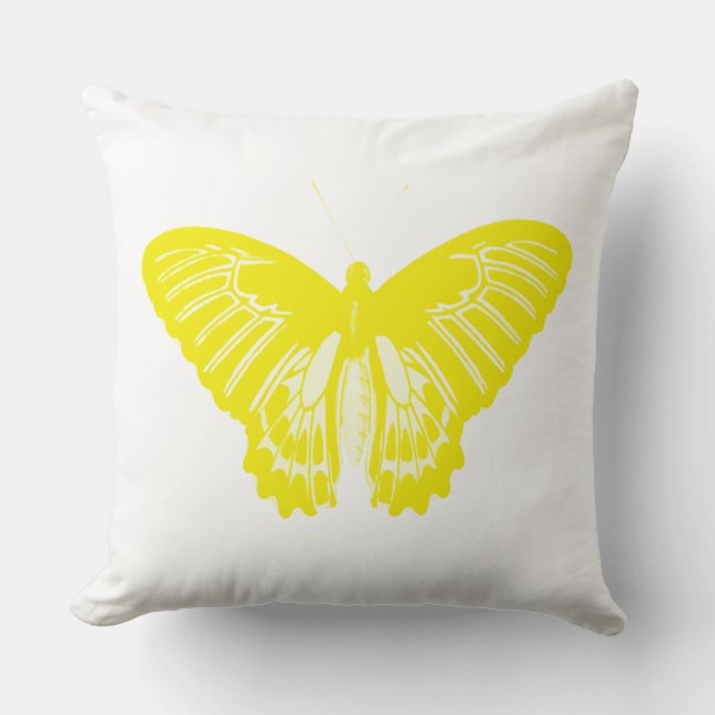 Almofada Esboço de borboleta, amarelo cromo (Frente)