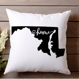 Almofada Esboço do Estado Nativo Coração Maryland 