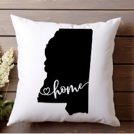 Almofada Esboço do Estado Nativo Coração Mississippi 