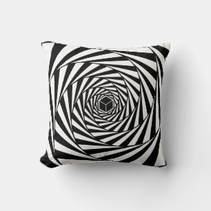 Almofada Escadaria em Espiral de Redemoinho Preto e Branco