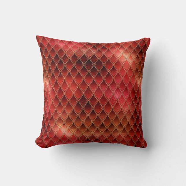 Almofada Escamas de Dragão com Brilho Vermelho Ombre (Frente)