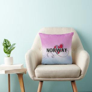 Almofada Escândalo de bandeira da Noruega com amor moderno
