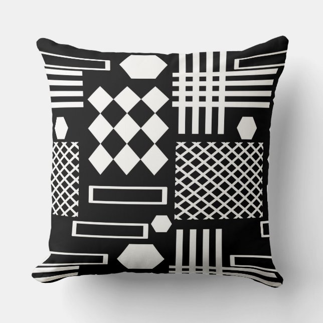 Almofada Escandinávia em forma de preto e branco (Frente)