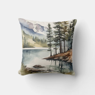 Almofada Escape para a natureza   Montanha russa de aquarel