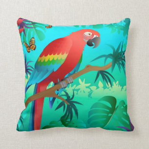 Almofada escarlate do travesseiro do macaw