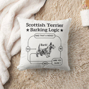 Almofada Escocês Terrier Barking Logic Funny Dog Sarcastic
