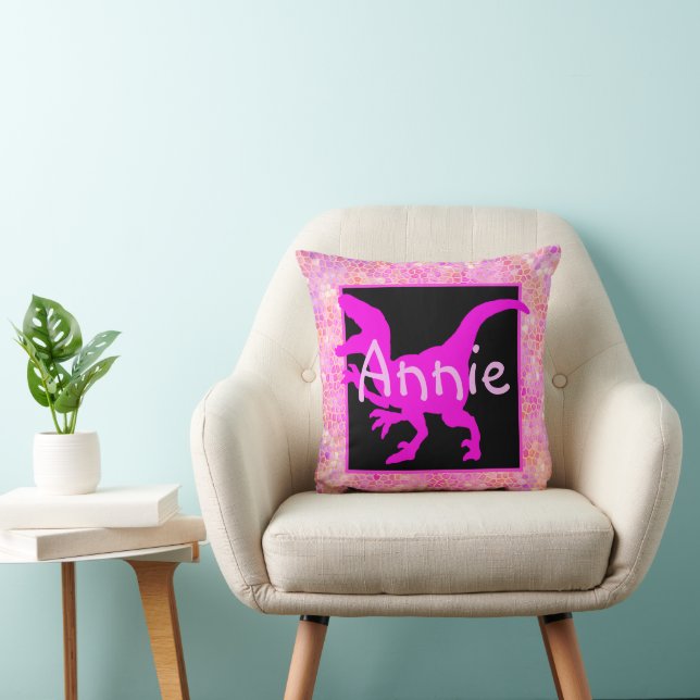 Almofada Esconder Dinossauro Rosa Personalizado (Cadeira)