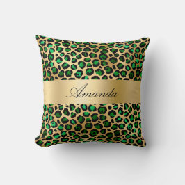 Almofada Escrita elegante de leopardo dourado verde esmeral