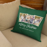 Almofada Escrito Moderno em Bruxelas 3 Foto Verde de Natal<br><div class="desc">Travesseiro Verde de Natal do Script 3 de Pincel Moderno</div>