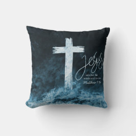 Almofada Escritura de cruz sobre água frente e verso