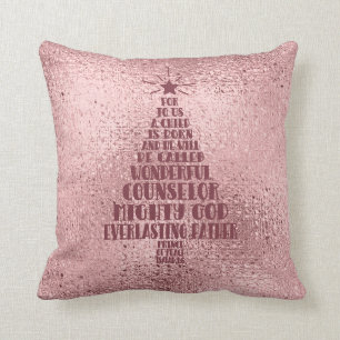 Almofada Escritura de Natal Cristão Rosa-Rosa Rosa Dourada