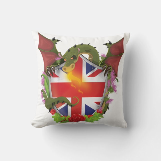 Almofada Escudo da União Britânica Jack e Dragão (Frente)