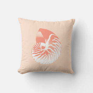 Almofada Escudo do nautilus - alaranjado e branco corais