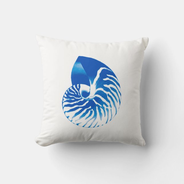 Almofada Escudo do nautilus - azuis cobaltos e branco (Frente)