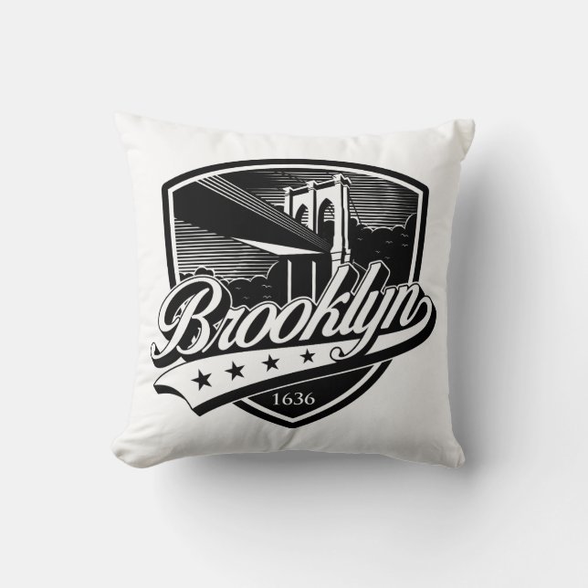 Almofada Escudo Elegante do Brooklyn e Design Swoosh (Frente)