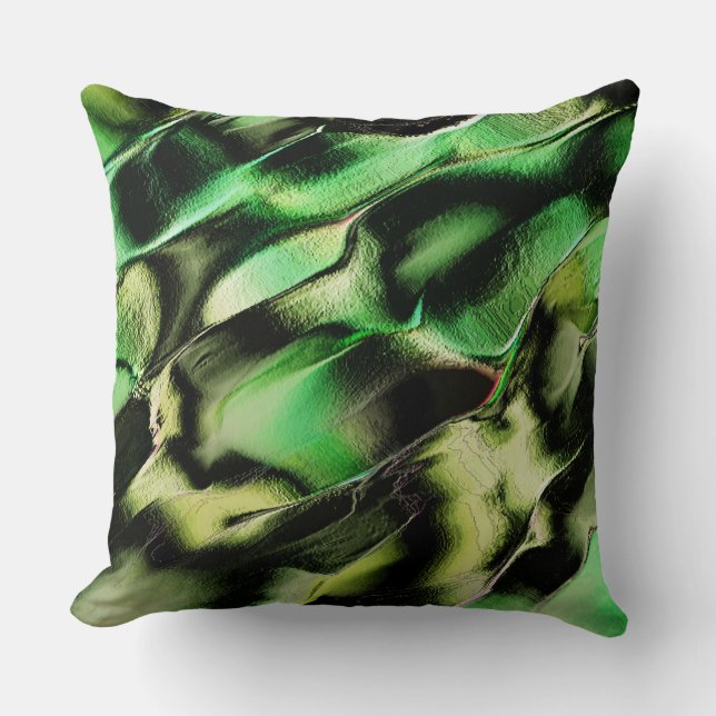 Almofada Esculpido de metal opaco, em verde e tom de creme (Frente)