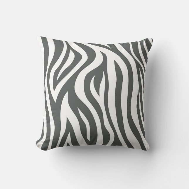 Almofada Escuro - travesseiro decorativo cinzento da zebra (Frente)